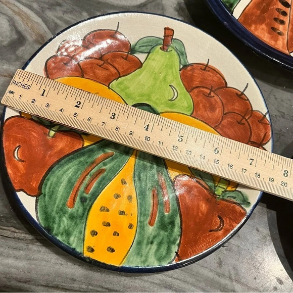 Dolores Hildago Signed Mexican Plates Set of Three Fruit Motif - Picture 5 of 14